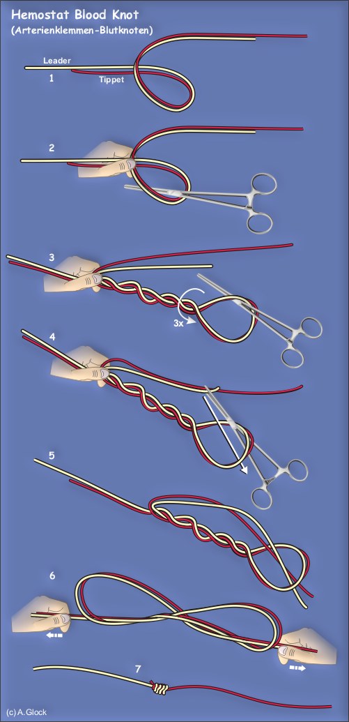 hemostat blood knot , Arterienklemmen Blutknoten